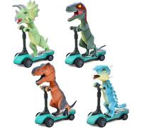 Quixoticaim 4 Pack Dino Scooter Toys, Dino Pull Back Cars, Mini Finger Kick Scooters Boy Toy, Dinosaur Car Toys, Dino Gift Sets for Boys, Dinosaur Toy for Boys Age 2 3 4 5 6
