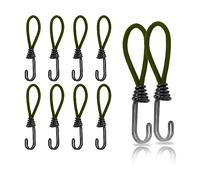 Quixotical 10 Pcs Elastic Bungee Rope with Hooks, Heavy Duty Elastic Bungee Cords Rope 6 in, Cord Bungee Cord Metal Shock Cord Hooks, for Tarpaulin, Tent, Camping, Banners, Fixing