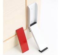 Quixotical Kick Down Door Stop, Heavy Duty Stainless Steel Kick Down Doorstop, No Drilling Self-Adhesive Door Restrictor for Indoor Doors, Bedroom & Kitchen - White