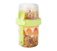 Quixotical Overnight Oats Container, Reusable Salad Cups with Fork， Portable Oatmeal Cup Breakfast On the Go Cups, Cereal Yogurt Cups for Salads Fruit Cereal Milk (Yellow)