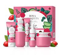 Quiyum Rosehip Skincare Set, 5PCS Hydrating Travel Face Care Kit with Vitamin C & Aloe Vera for Nourishing & Revitalizing, Christmas Birthday Pamper Gifts for Women Teenage Girls