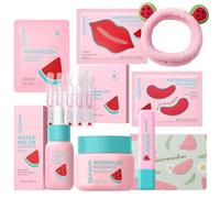 Quiyum Watermelon Skincare Set, 20Pcs Face Care Routine Kit with 4D Hyaluronic Acid& Niacinamide for Glow & Smooth Skin, Self-Care Xmas Birthday Gift for Friend Sister Daughter Teenage Girls Women