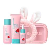 Quiyum Watermelon Skincare Set, 3PCS Travel Face Care Kit with Niacinamide, Hyaluronic Acid & Collagen for Hydrating, Radiance & Boosting, Christmas Birthday Pamper Gifts for Women Teenage Girls