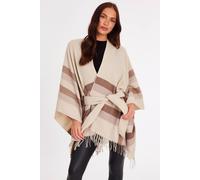 Quiz Women's Beige Check Belted Cape Quiz Beige One Size
