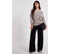 Quiz Beige Knit Leopard Print Jumper Beige XL