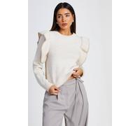 Quiz Beige Knitted Frill Sleeve Jumper Beige L