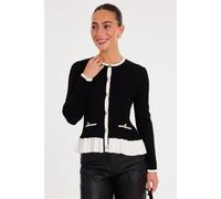 Quiz Women's Black & White Frill Cardigan | Size: Medium Quiz Multicolor M