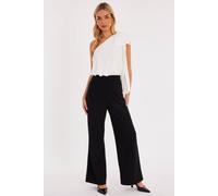 Quiz Black And White One Shoulder Bow Detail Jumpsuit Multi 10