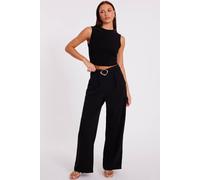 Quiz Women's Black Buckle Palazzo Trousers | Size: 10 Quiz Black 10