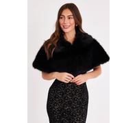 Quiz Black Collared Faux Fur Wrap Black One Size