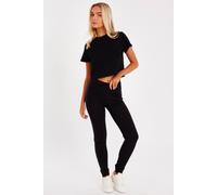 Quiz Black Diamante Side Leggings Black XL