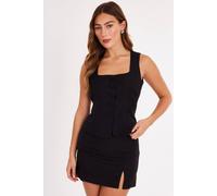 Quiz Women's Black Diamante Square Neck Waistcoat | Size: 12 Quiz Black 12