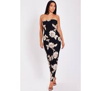 Quiz Black Embroidered Bandeau Midaxi Dress Black 18