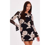 Quiz Black Embroidered Mesh Mini Dress Black 4