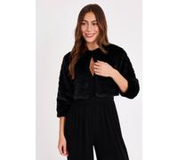 Quiz Women's Black Faux Fur Cropped Cover Up | Size: Medium Quiz Black M