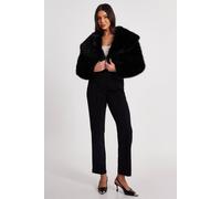 Quiz Black Faux Fur Cropped Jacket Black 16