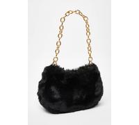 Quiz Black Faux Fur Shoulder Bag Black One Size