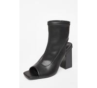 Quiz Women's Black Faux Leather Peep Toe Boots | Size: 6 Quiz Black 6