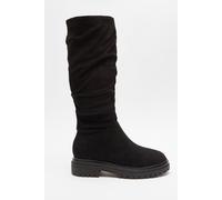 Quiz Black Faux Suede Ruched Boots Black 7