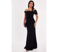 Quiz Black One Shoulder Bow Maxi Dress Black 8