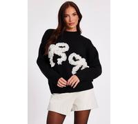 Quiz Black Ruffle Bow Jumper Black M
