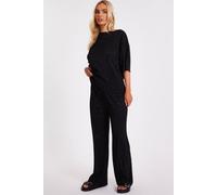 Quiz Black Textured Diamante Trousers Black L