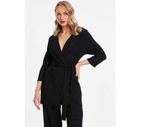 Quiz Black Textured Jersey Tie Waist Blazer Black