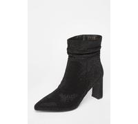 Quiz Women's Black Wide Fit Diamante Heeled Boot | Size: 4 Quiz Black 4