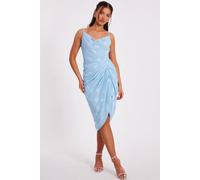 Quiz Blue Petite Chiffon Floral Midi Dress Blue 10