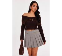 Quiz Women's Brown Bardot Chain Front Jumper | Size: Medium Quiz Brown M