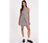 Quiz Brown Checked Waistcoat Brown 6