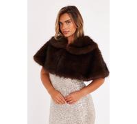 Quiz Women's Brown Collared Faux Fur Wrap Quiz Brown One Size