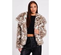 Quiz Brown Faux Fur Leopard Print Jacket Brown 14