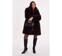 Quiz Women's Brown Faux Fur Longline Coat | Size: XS Quiz Brown XS