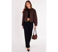 Quiz Brown Faux Suede Short Jacket Brown S/M