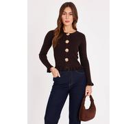 Quiz Women's Brown Frill Hem Cardigan | Size: Small Quiz Brown S