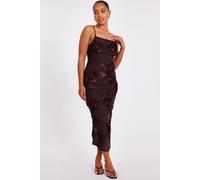 Brown Petite Floral Applique Midaxi Dress Quiz Brown 16