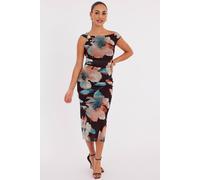 Quiz Brown Petite Floral Midaxi Dress Brown 8