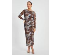 Quiz Brown Petite Mesh Midaxi Dress Brown 8