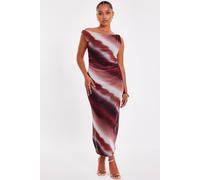 Quiz Brown Petite Mesh Ombre Midaxi Dress Brown 10