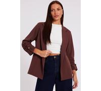 Quiz Brown Ruched Sleeve Blazer Brown 12