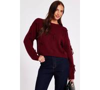 Quiz Women's Burgundy Bow Detail Cropped Jumper | Size: Small Quiz Burgundy S