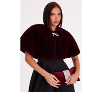 Quiz Women's Burgundy Bow Detail Faux Fur Wrap Quiz Burgundy One Size