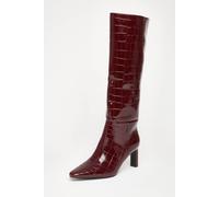 Quiz Women's Burgundy Croc Knee High Boots | Size: 7 Quiz Burgundy 7