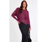 Quiz Women's Burgundy Glitter Batwing Jumper | Size: Small Quiz Burgundy S