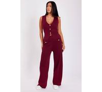 Quiz Women's Burgundy Knitted Trousers | Size: Medium Quiz Burgundy M