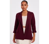 Quiz Burgundy Petite Ruched Sleeve Blazer Burgundy 10