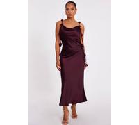 Quiz Burgundy Petite Satin Midaxi Dress Burgundy 8