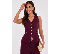 Quiz Burgundy Pinstripe Button Front Waistcoat Burgundy 6