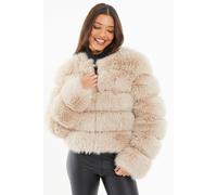 Quiz Women's Faux Fur Jacket in Stone | Size: 10 Quiz Stone 10